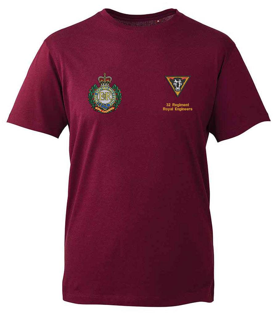 Royal Engineers Clothing 32 Regiment Royal Engineers Duel Logo T-Shirt Maroon S