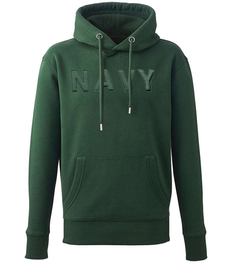 Royal Navy Hoodie with 3D Puff Embroidered Logo in Forest Green