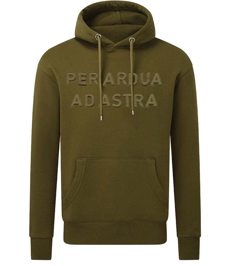 Royal Air force hoodie with "Per Ardua Ad Astra" 3D puff embroidery in forest green.