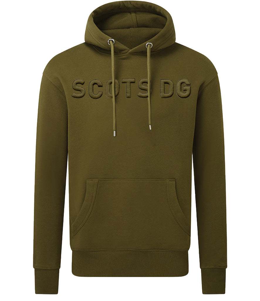 SCOTS DG 3D Puff Embroidered Hoodie in khaki for Royal Scots Dragoon Guards supporters.