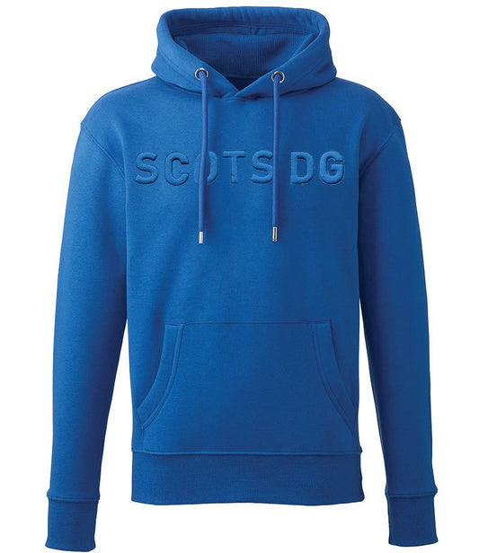 Navy blue SCOTS DG 3D puff embroidered hoodie with front pouch pocket.