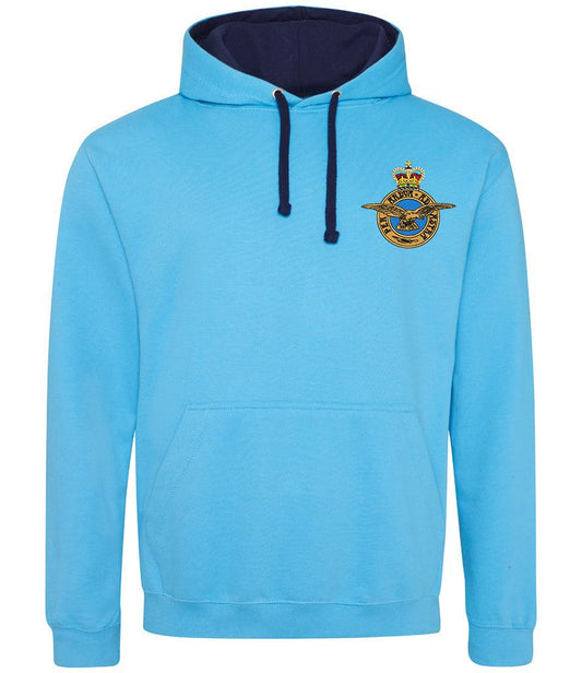 Royal Air Force Varsity Hoodie with badge, soft cotton-poly blend, durable and stylish design.