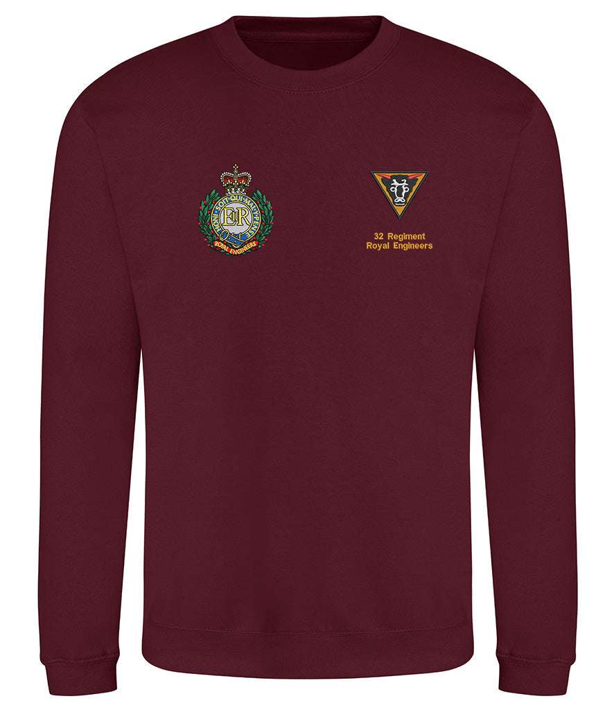 Royal Engineers Clothing 32 Regiment Royal Engineers Duel Logo Embroidered Sweatshirt Maroon S