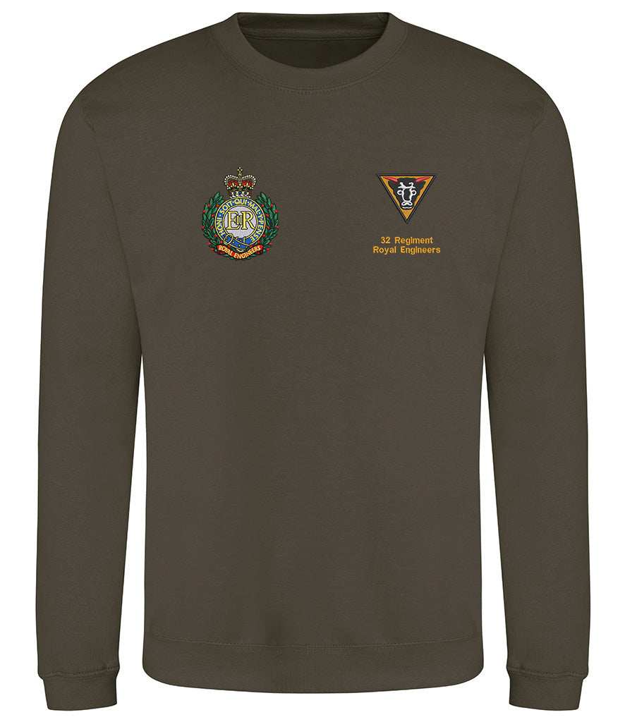 Royal Engineers Clothing 32 Regiment Royal Engineers Duel Logo Embroidered Sweatshirt Khaki S