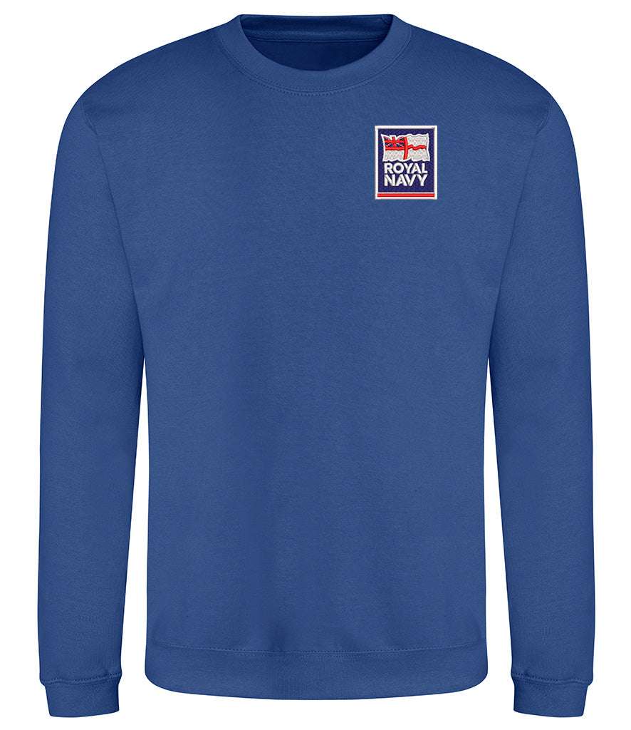 Royal Navy Sweatshirt with badge, 80% cotton, 20% polyester.