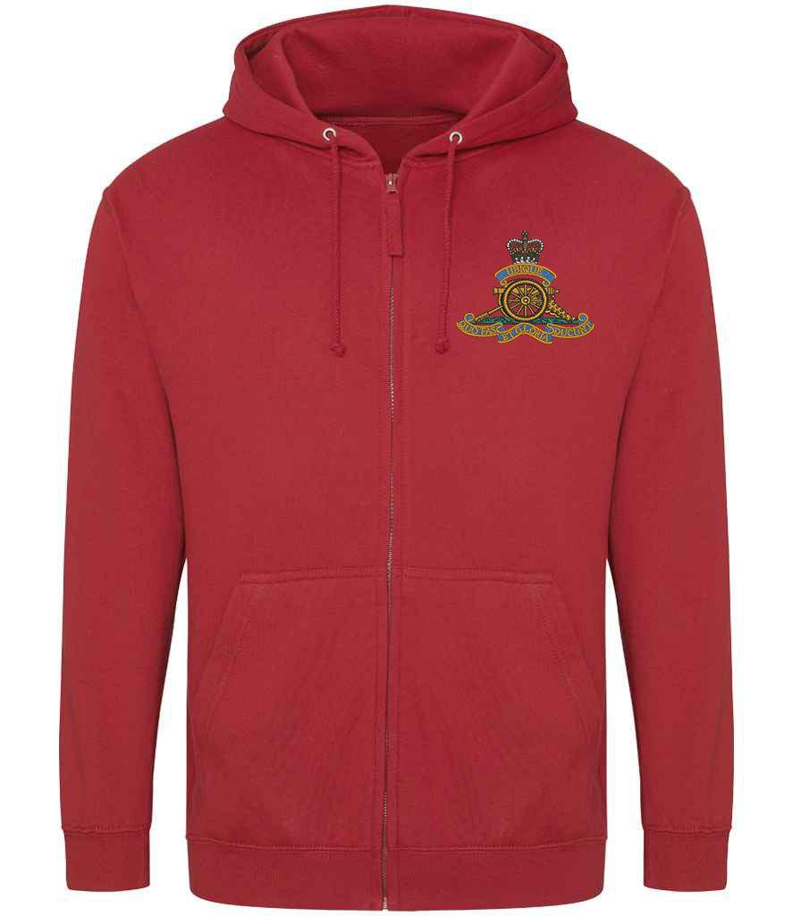 Royal Artillery  Clothing,Royal Artillery  Merchandise, Royal Artillery  Veterans Clothing,Royal Artillery Zipped Hoodie Red