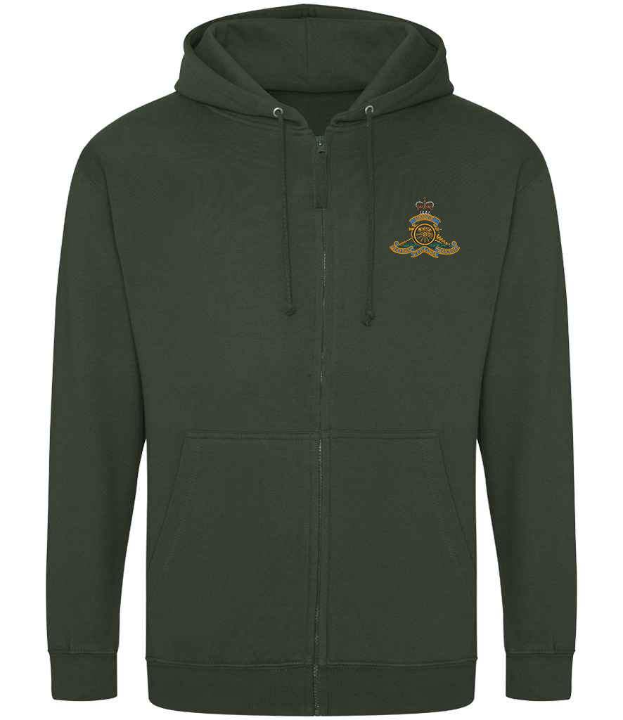 Royal Artillery  Clothing,Royal Artillery  Merchandise, Royal Artillery  Veterans Clothing,Royal Artillery Zipped Hoodie Forest Green