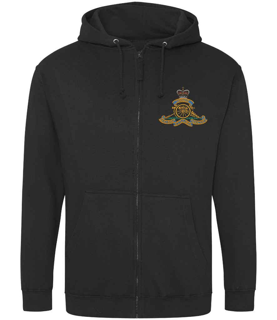 Royal Artillery  Clothing,Royal Artillery  Merchandise, Royal Artillery  Veterans Clothing,Royal Artillery Zipped Hoodie Black