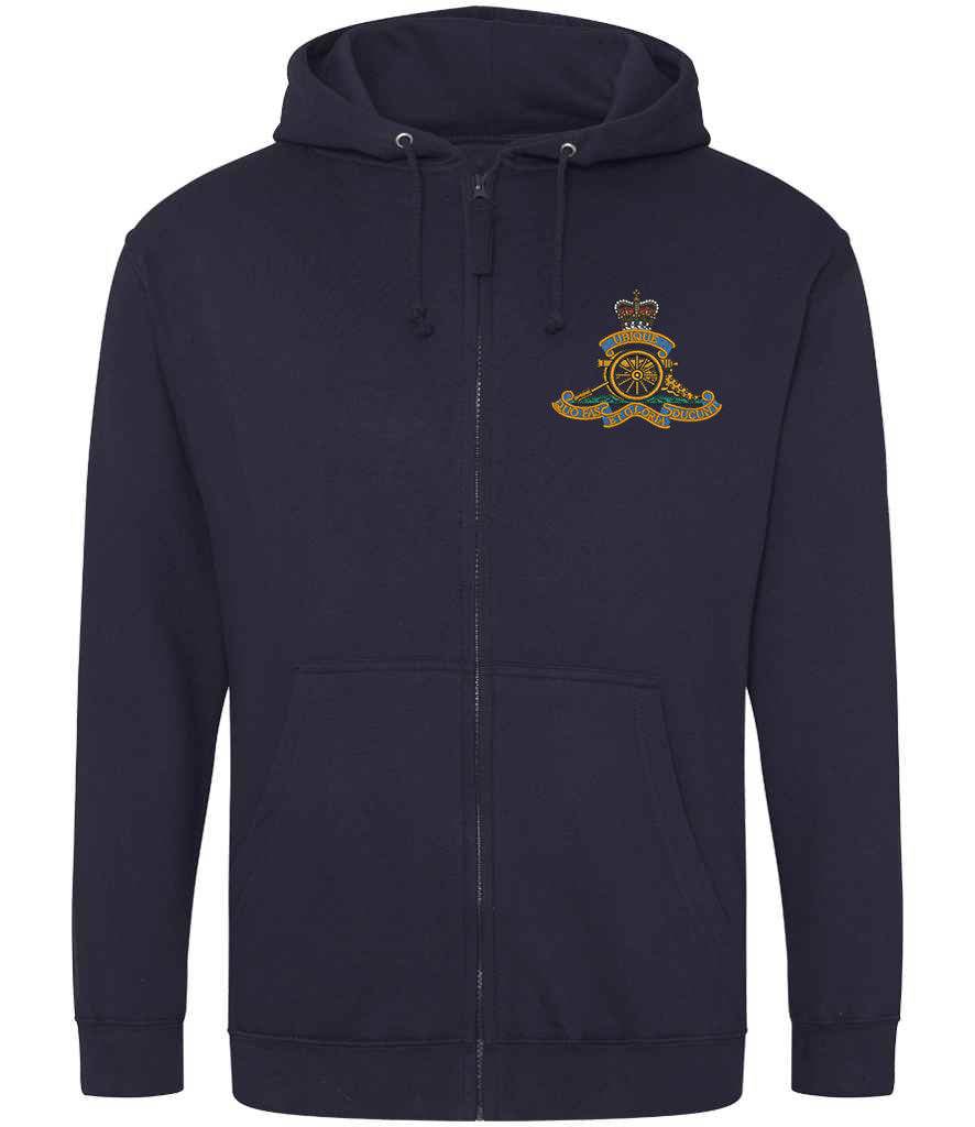 Royal Artillery  Clothing,Royal Artillery  Merchandise, Royal Artillery  Veterans Clothing,Royal Artillery Zipped Hoodie Navy