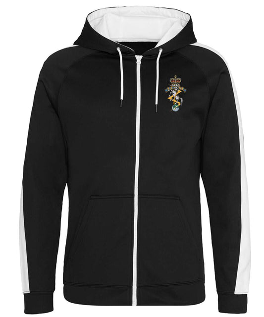 REME Veterans Sports Polyester Hoodie with badge, durable black design.