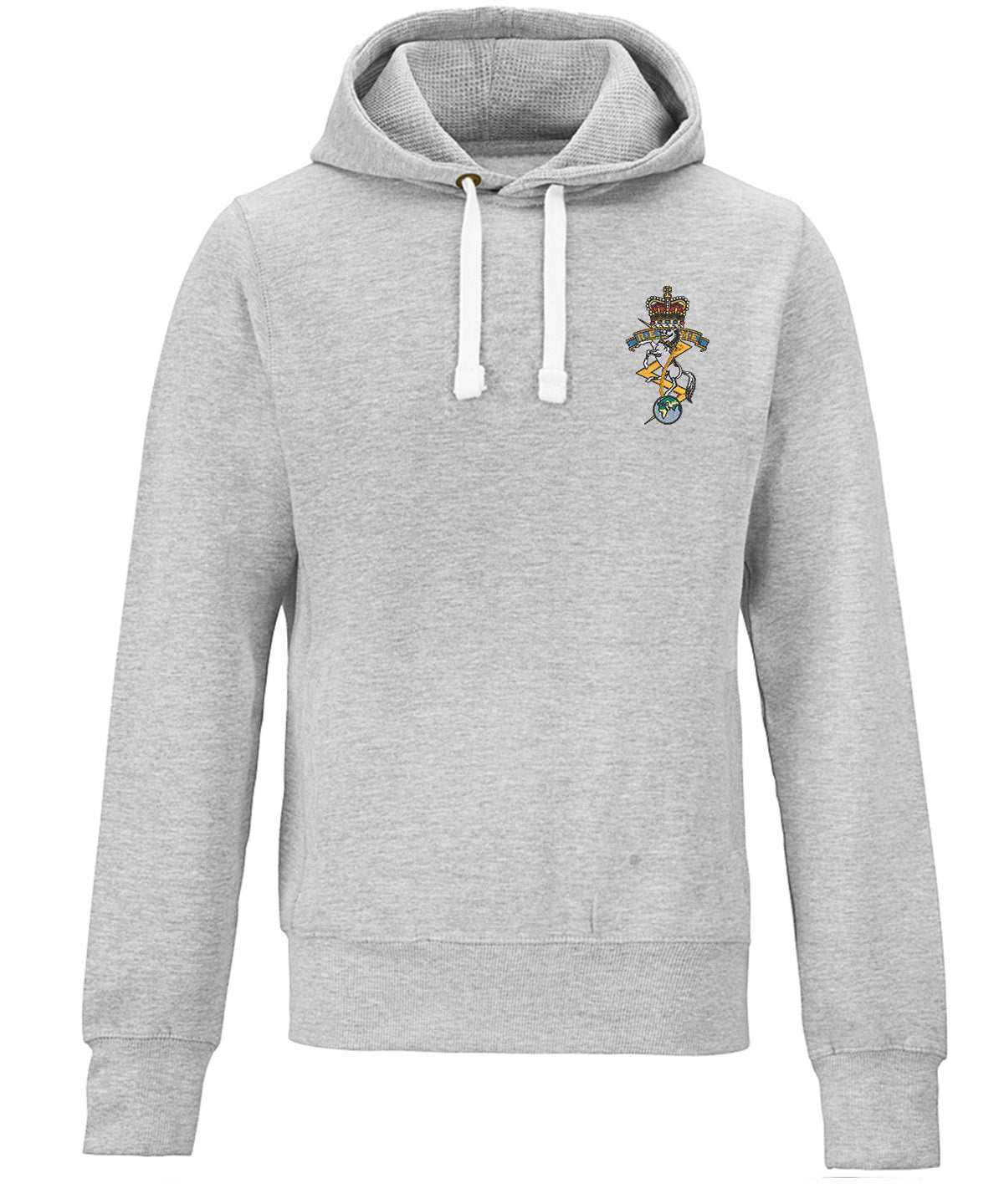 Grey REME Chunky Hoodie with embroidered badge on chest, 80% cotton, 20% polyester.