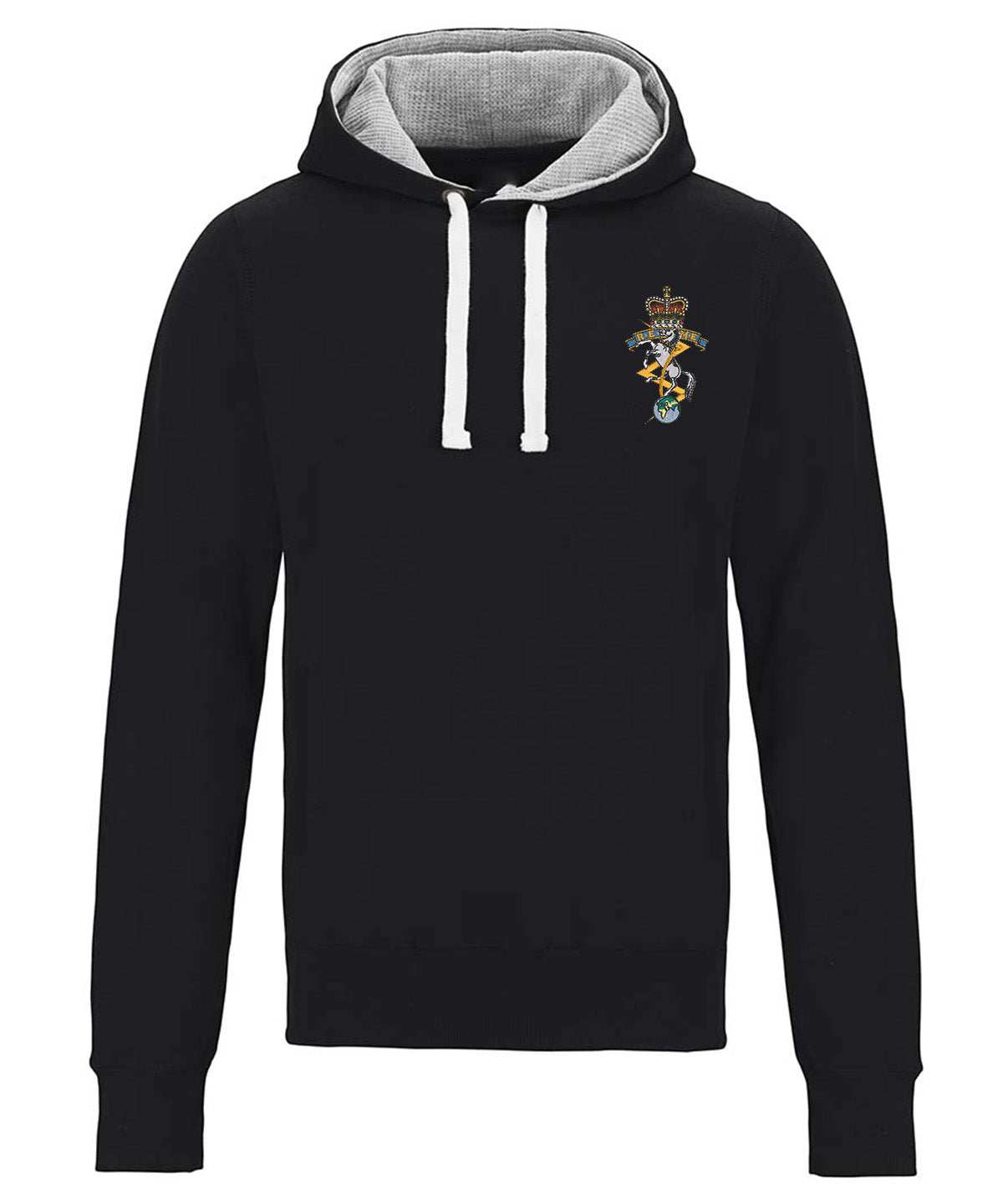 Black REME Chunky Hoodie with embroidered badge, 80% cotton, 20% polyester.