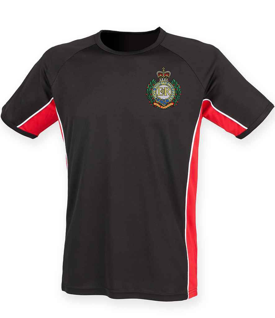 Royal Engineers Performance Panel T-Shirt with embroidered logo, featuring moisture-wicking polyester fabric and raglan sleeves.