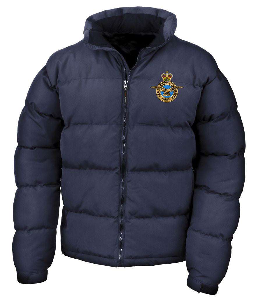 RAF Veteran Royal Airforce Down Feel Jacket with badge on chest, soft shell, 93% polyester, 7% elastane.