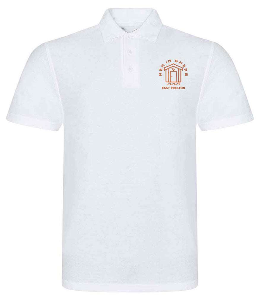 East Preston Men in Sheds Emroidered Polo Shirt White