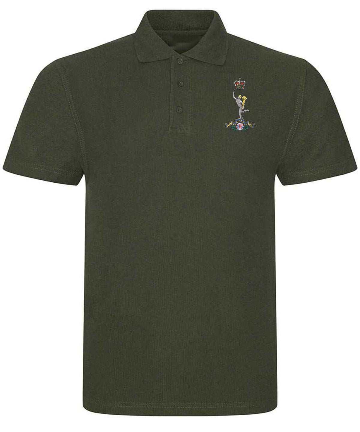 Royal Signals Polo Shirt with embroidered badge, polyester-cotton blend.