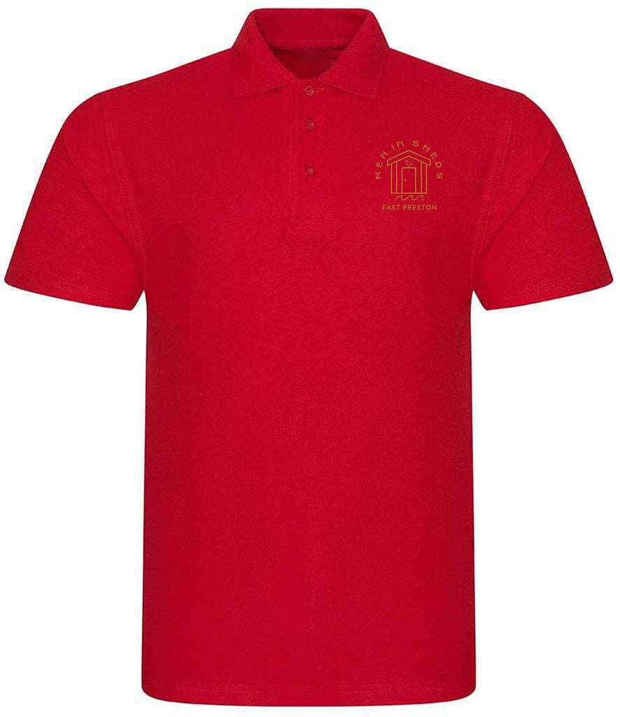 East Preston Men in Sheds Emroidered Polo Shirt Red