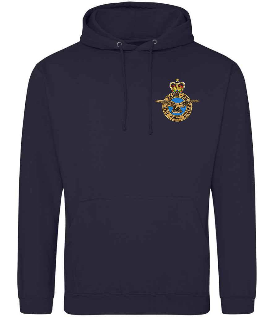 Royal Air Force Hoodie with embroidered RAF badge, soft cotton blend.