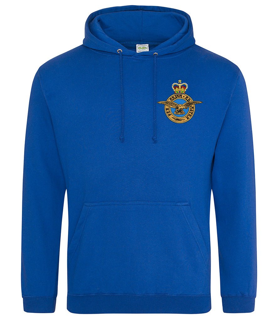 Royal Air Force hoodie with embroidered badge, soft cotton-poly blend.