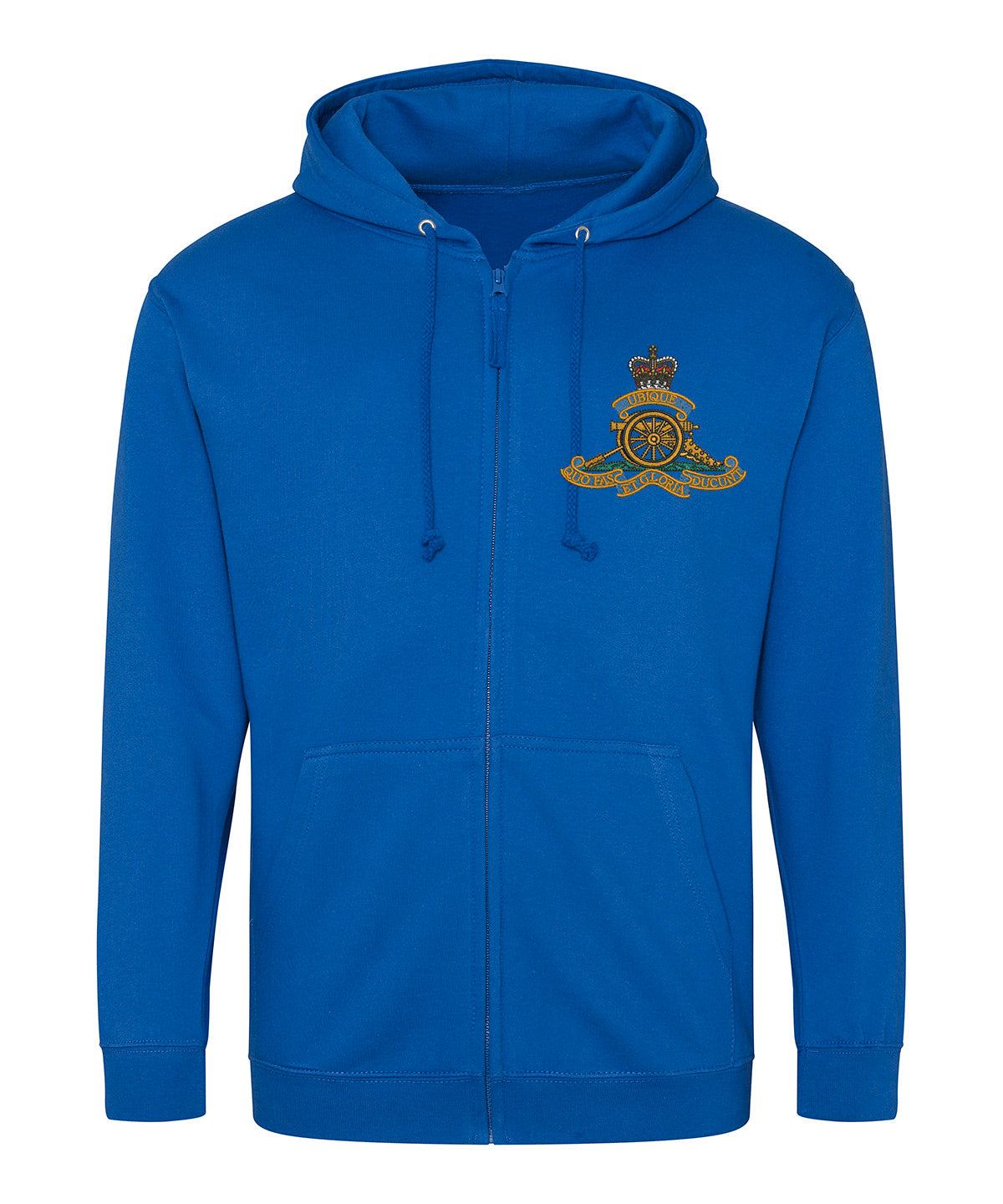 Royal Artillery  Clothing,Royal Artillery  Merchandise, Royal Artillery  Veterans Clothing,Royal Artillery Zipped Hoodie Royal Blue