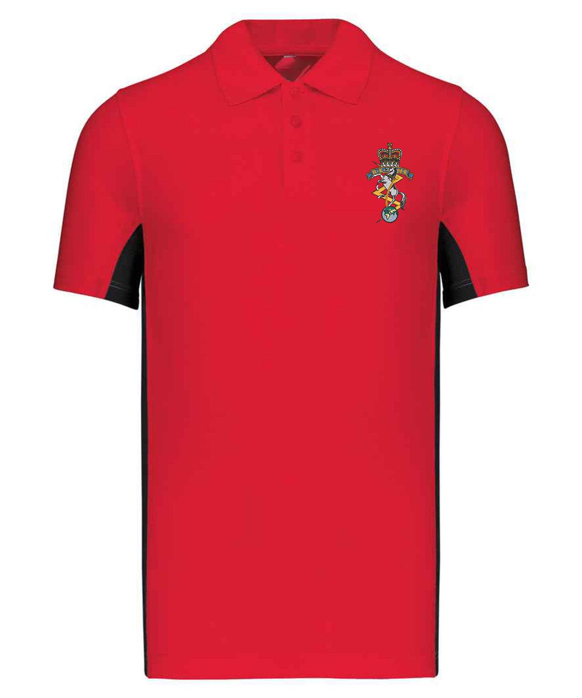 REME Bi Colour Polo Shirt in navy and white with King's and Queen's Cypher logo.