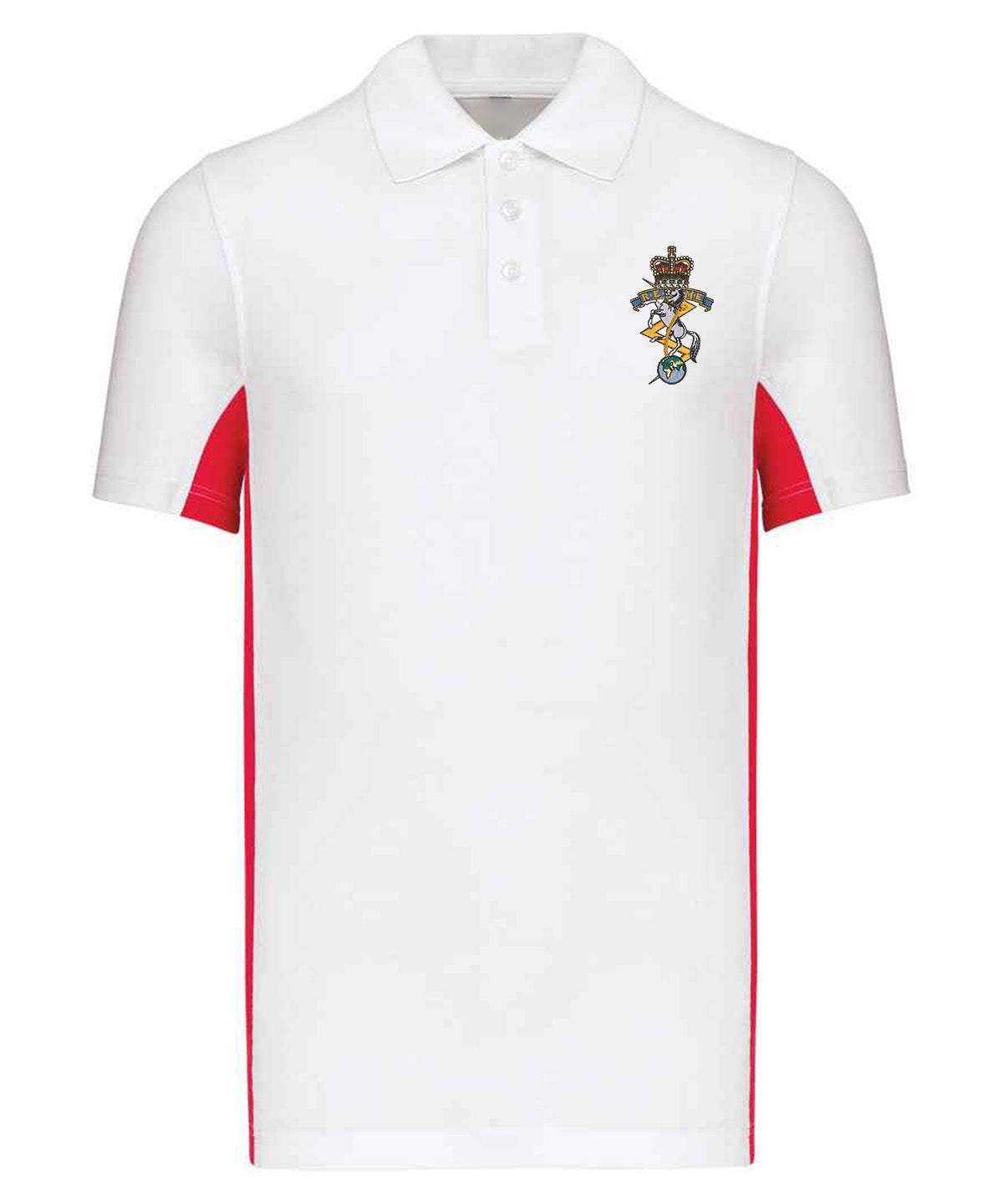 Navy and white REME polo shirt with King's and Queen's Cypher logo on chest.