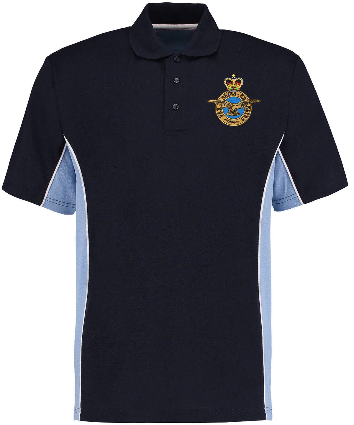 Royal Air Force Contrast Pique Polo Shirt with Embroidered RAF Badge