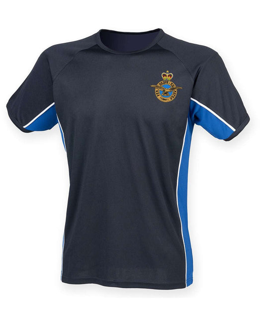 Royal Air Force embroidered performance panel t-shirt, 100% polyester, lightweight and breathable design.