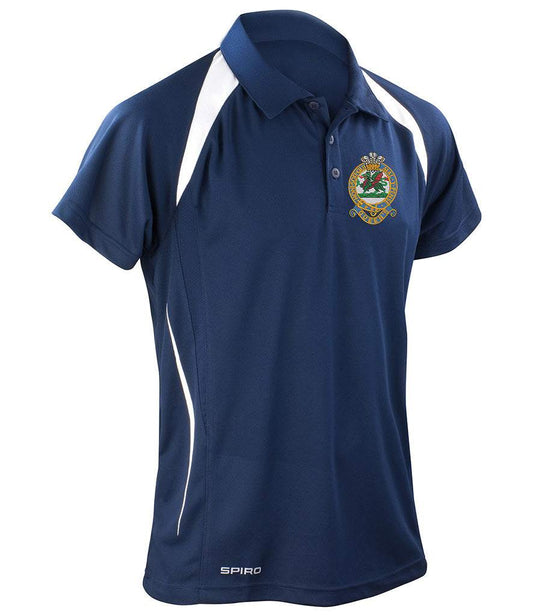 Queens Regiment Team Spirit Polo Shirt with emblem, durable polyester-cotton blend, sporty design, official MOD licensed product.